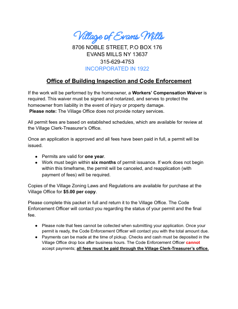 First page of the Building/Zoning Permit Application 2025