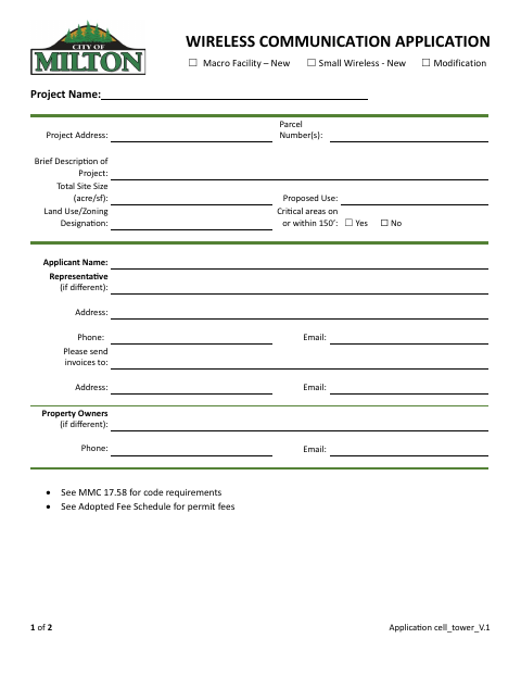 First page of the Wireless Communication Application