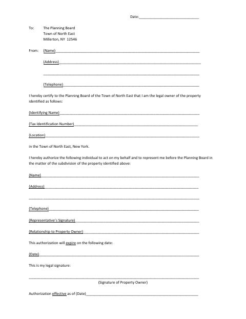 First page of the Owner Authorization