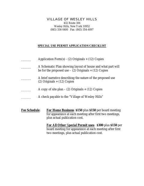 First page of the Special Use Permit Application Checklist