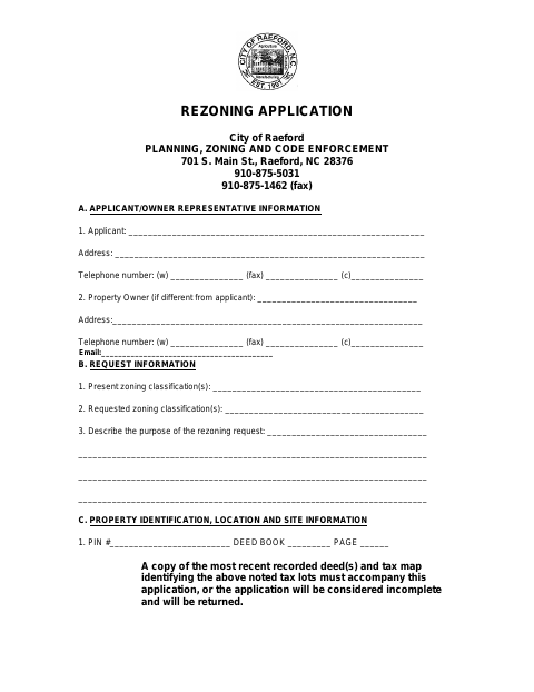 First page of the Rezoning Application
