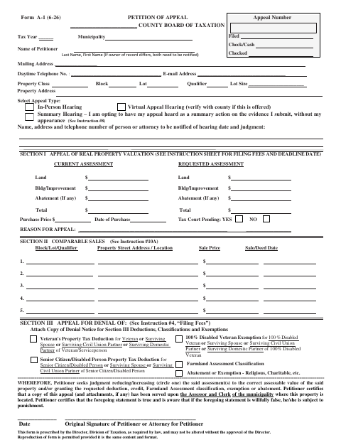 First page of the Petition of Appeal