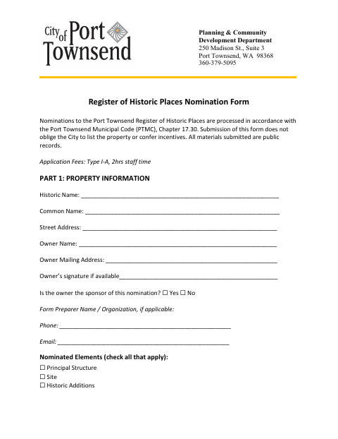 First page of the Register of Historic Places Nomination Form