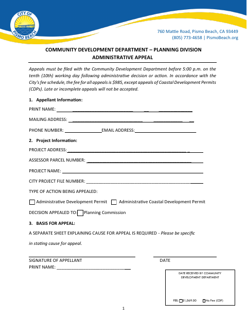 First page of the Administrative Appeal