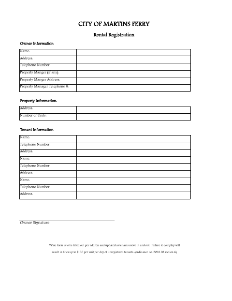 First page of the Rental Registration