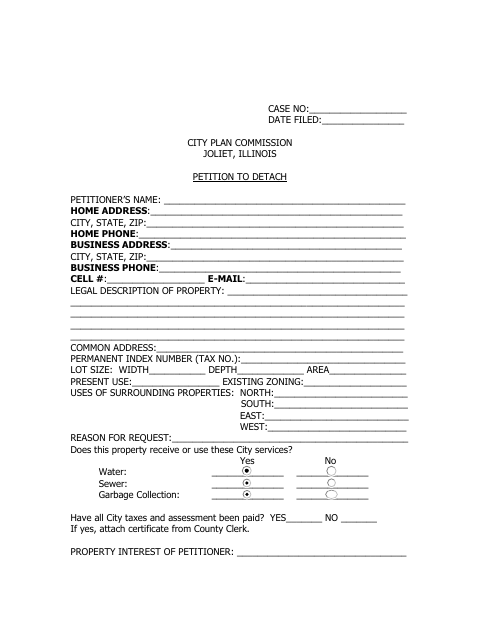 First page of the Petition to Detach