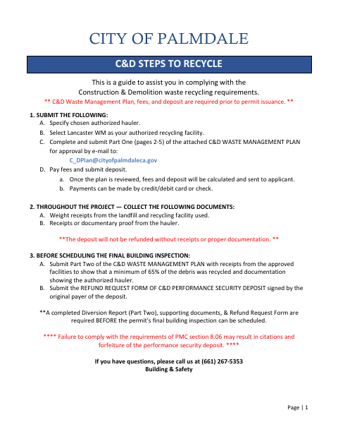 First page of the C&D Waste Management Plan