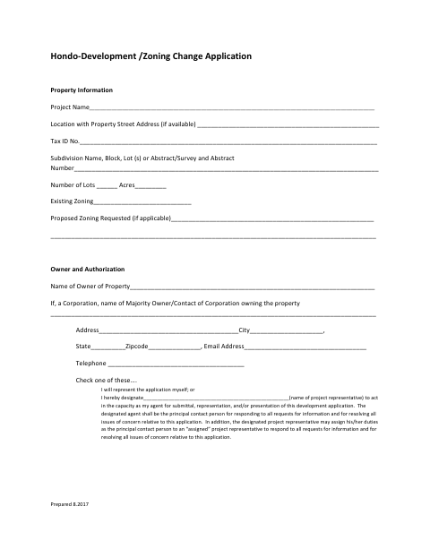 First page of the Zoning Change Application