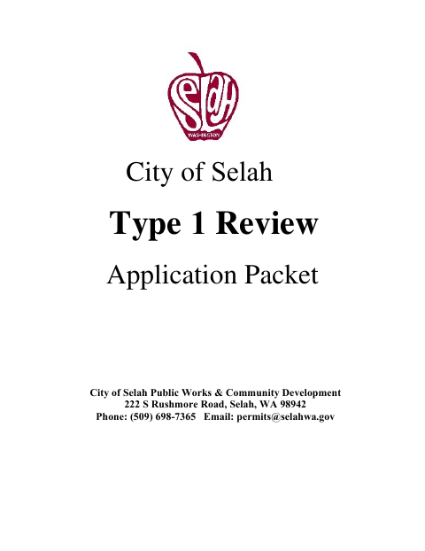 First page of the Type 1 Review Application