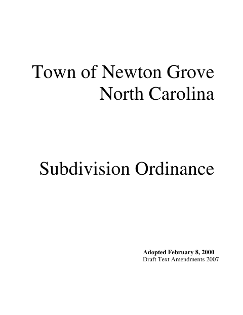 First page of the Subdivision Ordinance
