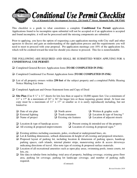 First page of the Conditional Use Permit Application