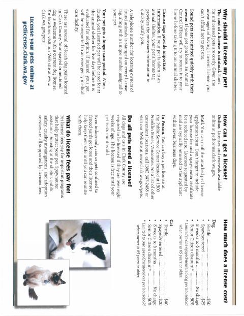 First page of the Pet License Application