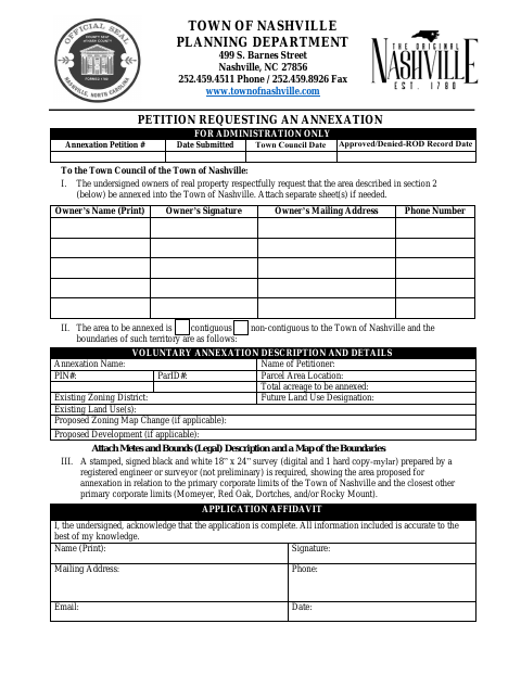 First page of the Petition Requesting an Annexation