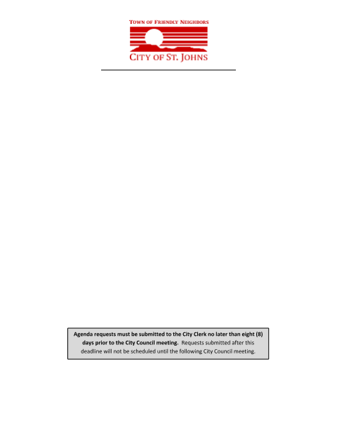 First page of the City Council Agenda Request Form