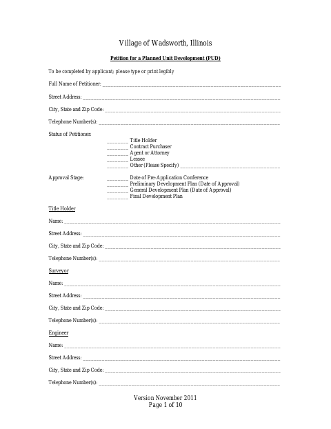 First page of the Petition for a Planned Unit Development