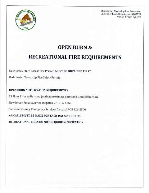 First page of the Open Burn Permit Application