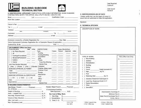 First page of the Building Subcode Technical Section