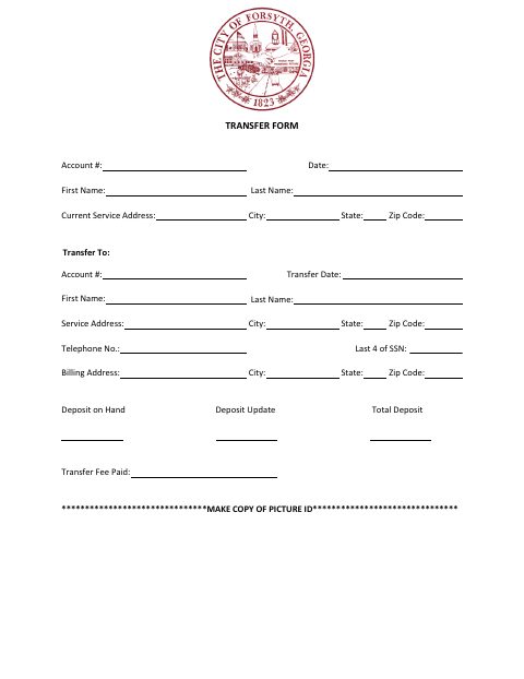 First page of the Utilities Transfer Form