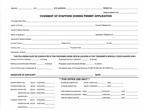 First page of the Zoning Permit Application