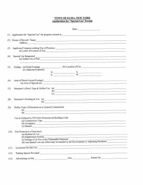 First page of the Application for Special Use Permit