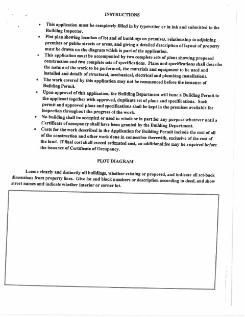 First page of the Building Permit Application