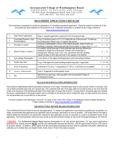 First page of the Sign Permit Application