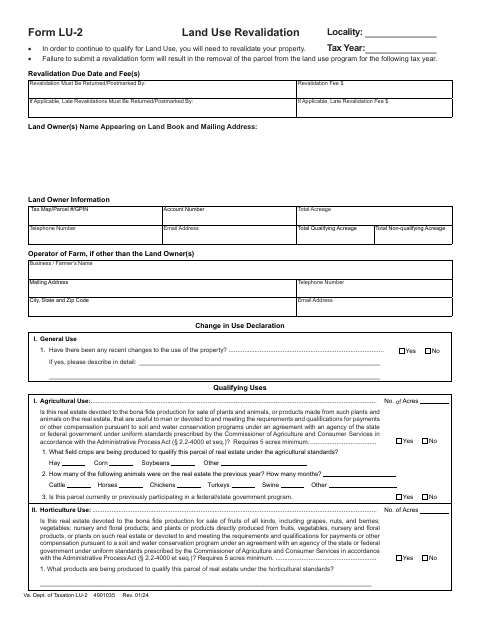 First page of the Land Use Revalidation