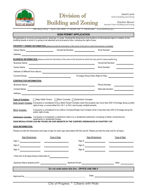 First page of the Sign Permit Application