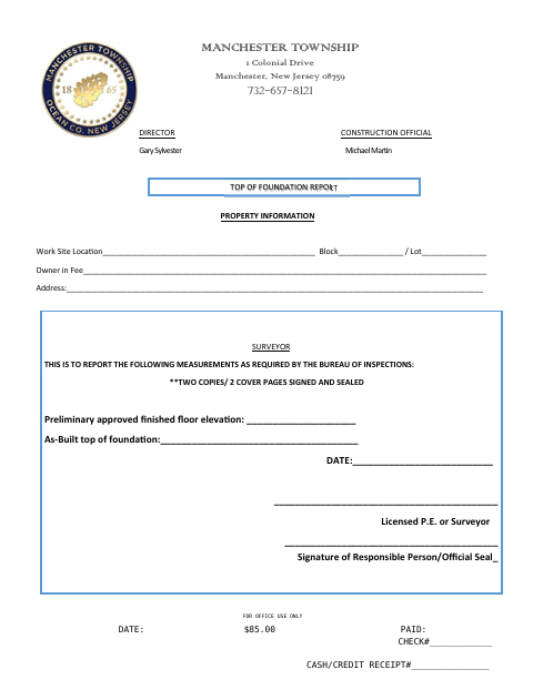 First page of the Top of Foundation Report