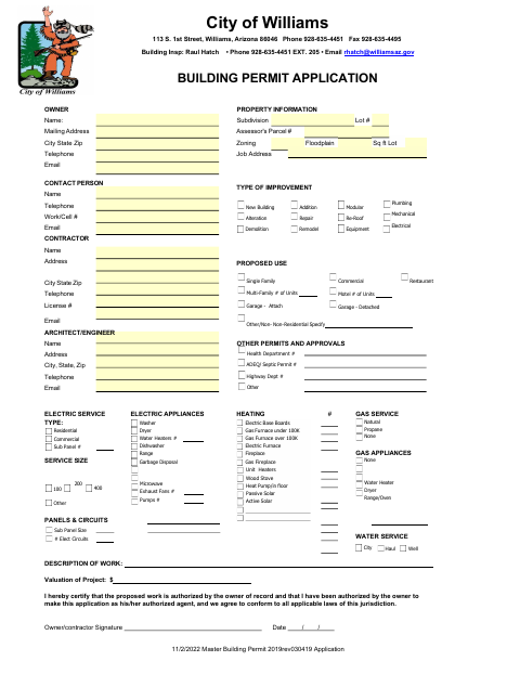 First page of the Building Permit Application