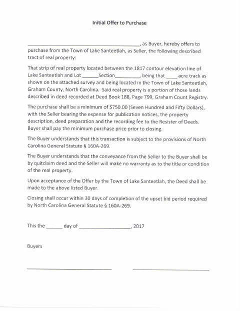 First page of the Initial Offer to Purchase