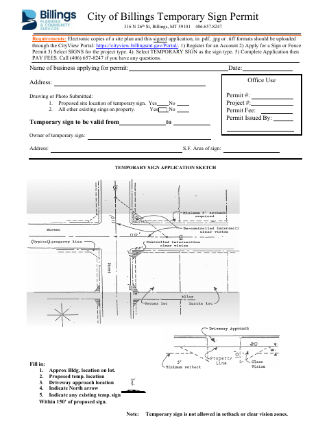 First page of the Temporary Sign Permit