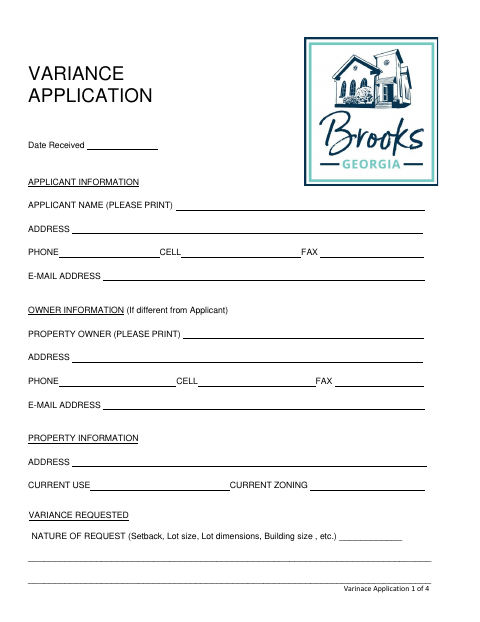 First page of the Variance Application
