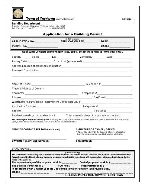 First page of the Building Permit Application and Proxy Statement