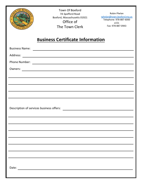 First page of the Business Certificate