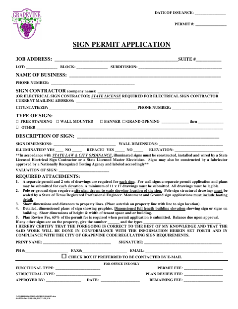 First page of the Sign Permit Application