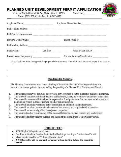 First page of the Planned Unit Development Permit Application