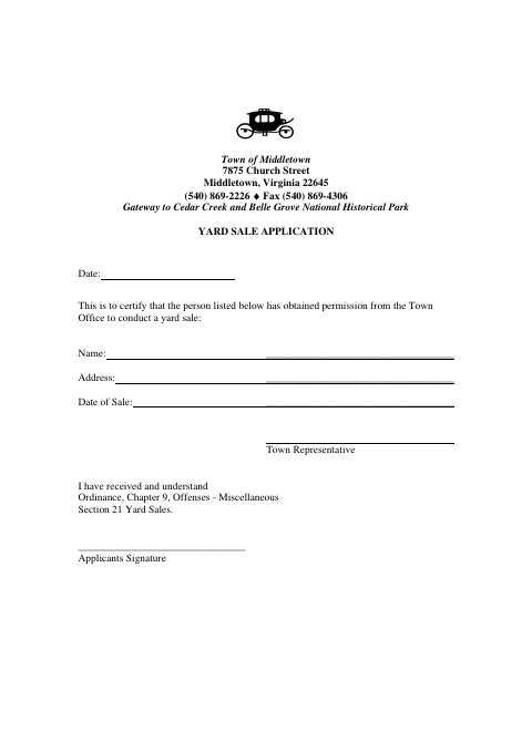 First page of the Yard Sale Application
