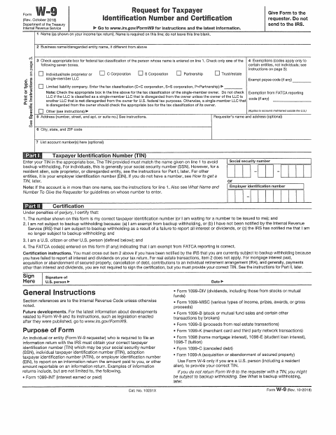First page of the Escrow Subaccount Forms