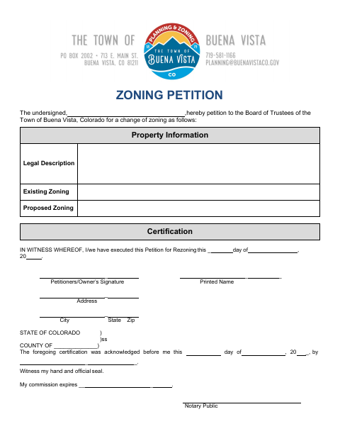 First page of the Zoning Petition