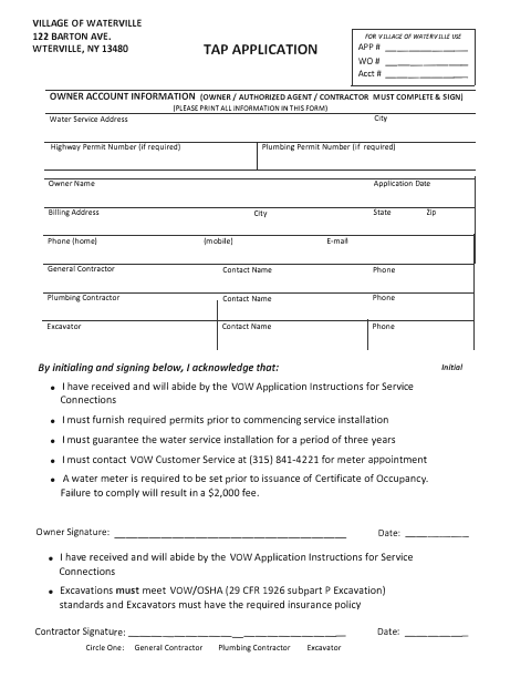First page of the Tap Application