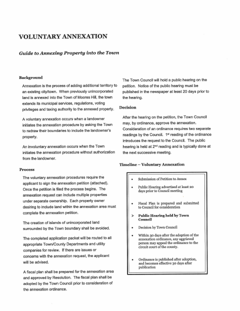 First page of the Voluntary Annexation Petition