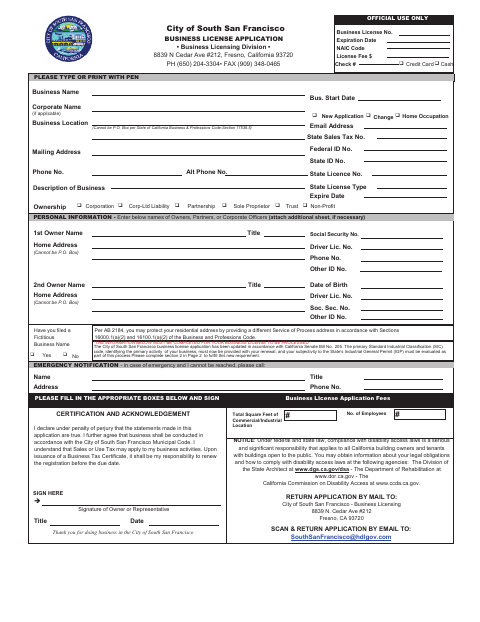 First page of the Long Term Rental Business License Application