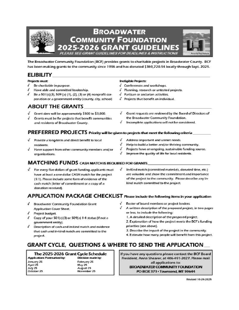 First page of the 2025–2026 Grant Application Cover Sheet