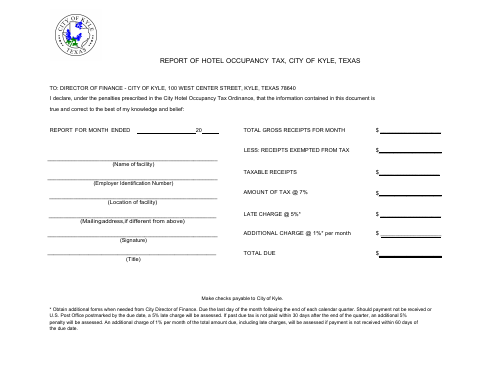First page of the Report of Hotel Occupancy Tax