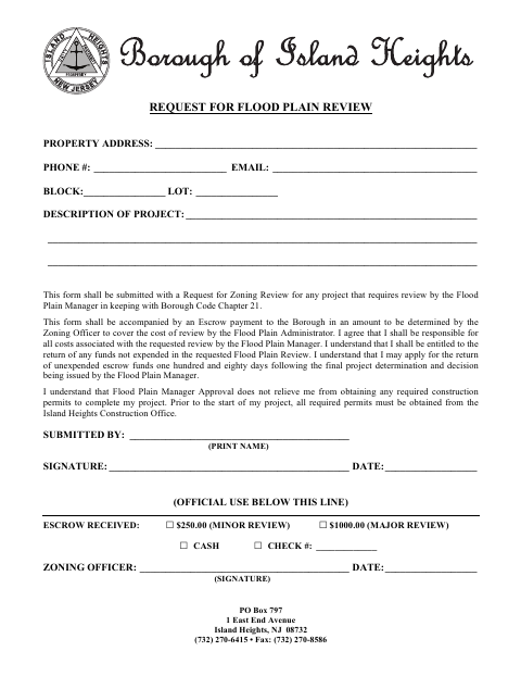 First page of the Request for Flood Plain Review