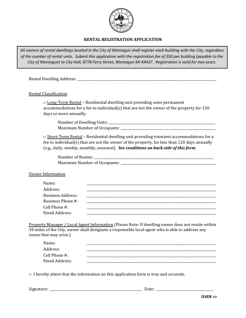 First page of the Rental Registration Application