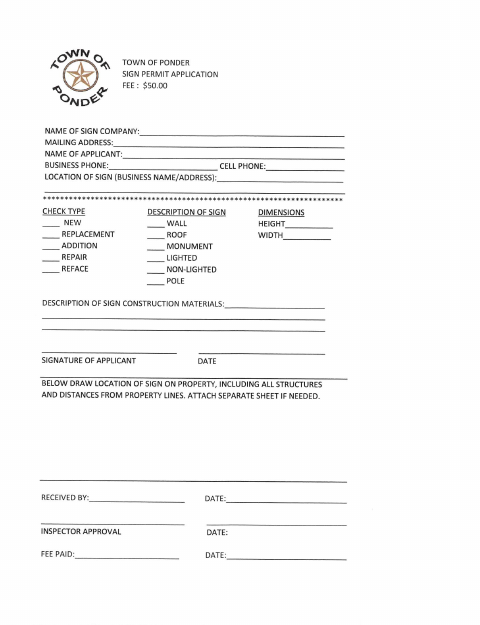 First page of the Sign Permit Application