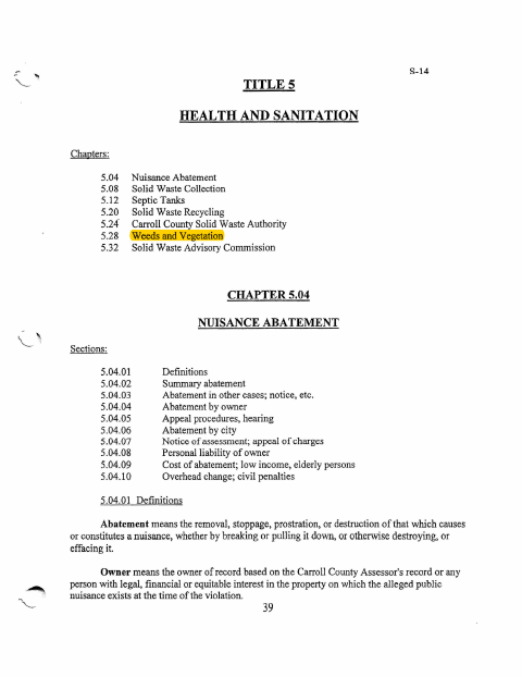 First page of the Nuisance Abatement Cost Waiver Application