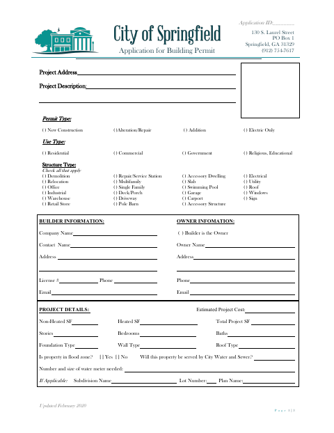 First page of the Application for Building Permit